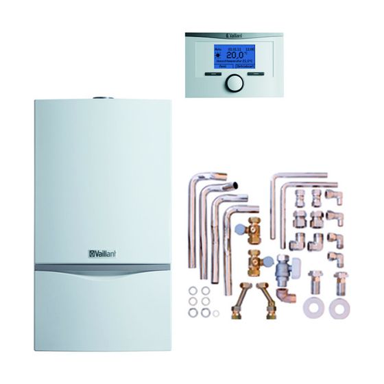 Vaillant atmoTEC exclusive Gas-Wandheizgerät Paket 6.227 VC 104/4-7 A LL, calorMATIC 350, Zubehör, 4,8-10kW bei 80/60 C