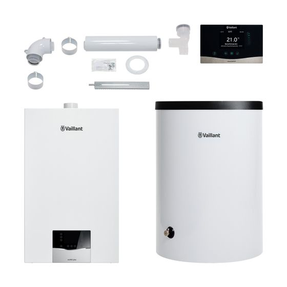 Vaillant ecoTEC plus Heizsystempaket 1.704/3 VC 15CS/1-5, VRC 720/3,VIH R120, Luft-Abgas-System starr,, 3,4-16,4kW bei 50/30C