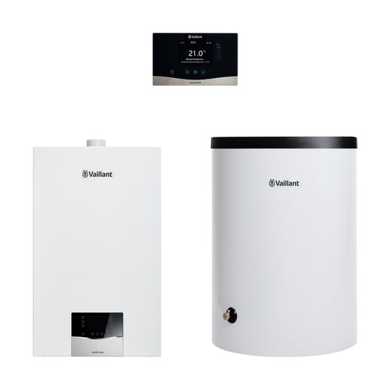 Vaillant ecoTEC plus Heizsystempaket 1.716/3 VC 10CS/1-5, VRC 720/3, VIH R 150/6B, 3,4-10,9kW bei 50/30C