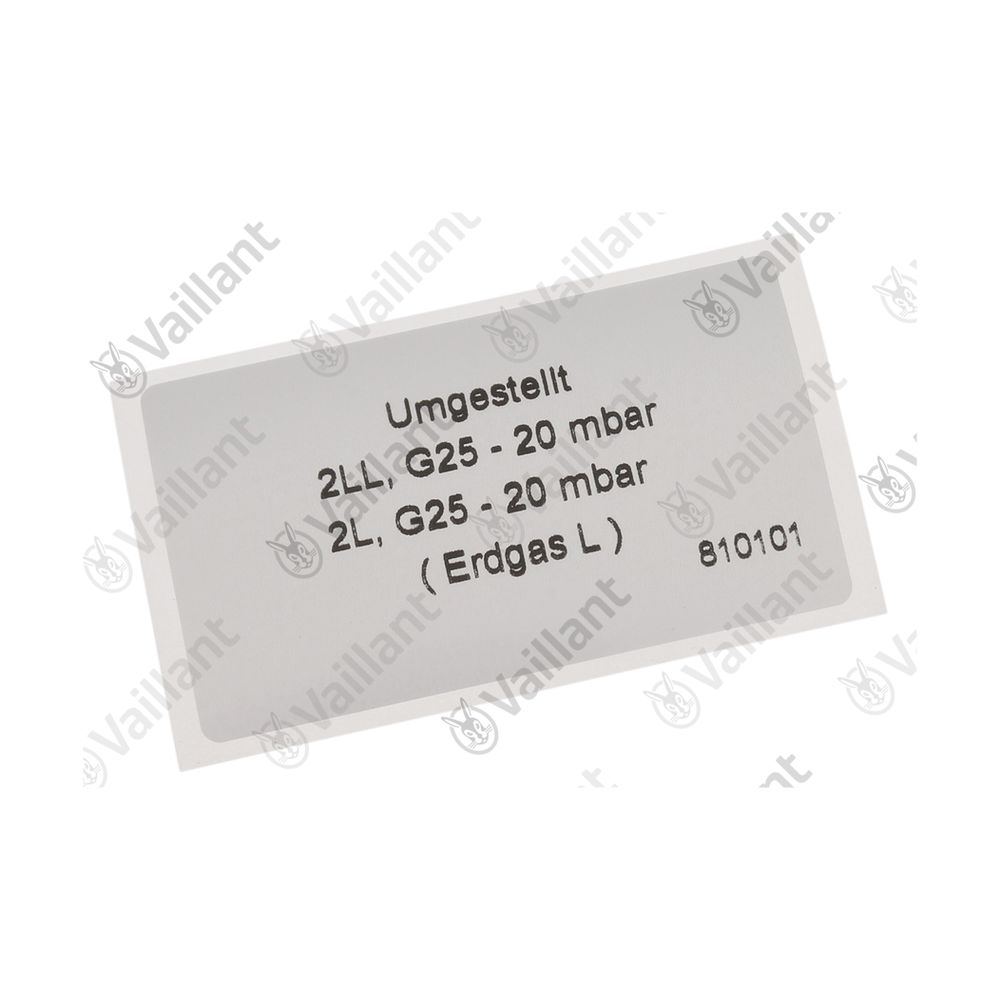 Vaillant Umstellschild 2LL/2L G25 20mbar DE 810101... VAILLANT-810101 4024074240465 (Abb. 1)