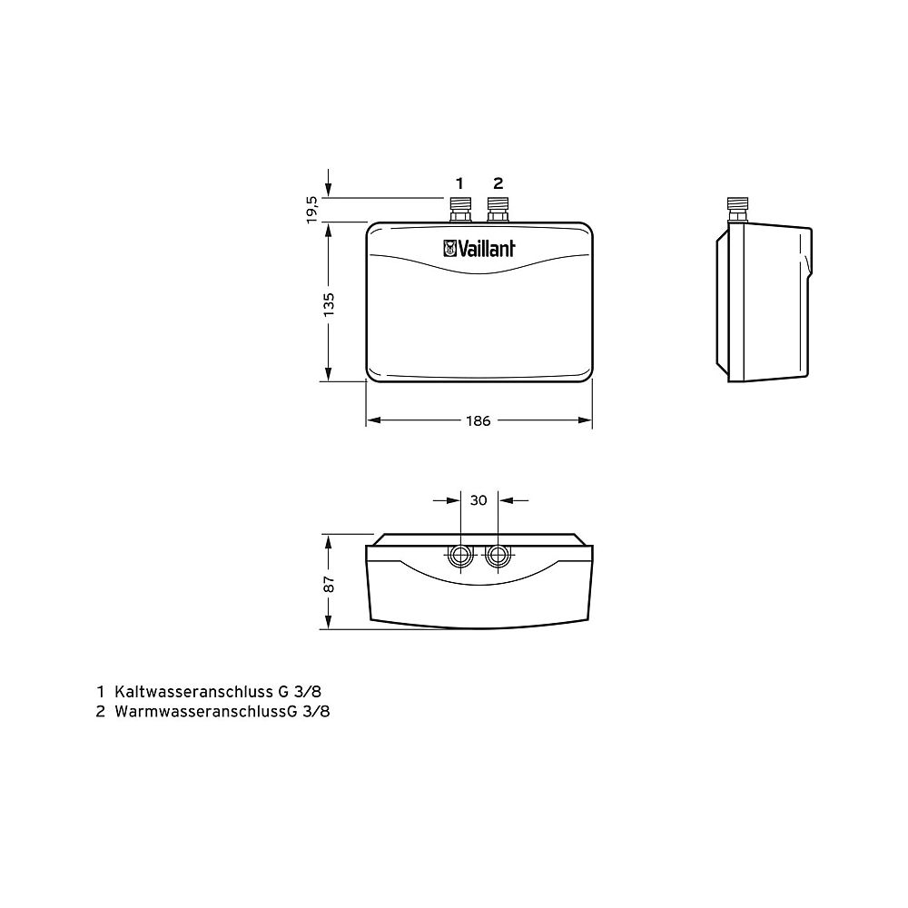 Vaillant miniVED H 3/2 N und Armatur Elektro-Durchlauferhitzer hydraul. ND... VAILLANT-0020211200  (Abb. 3)