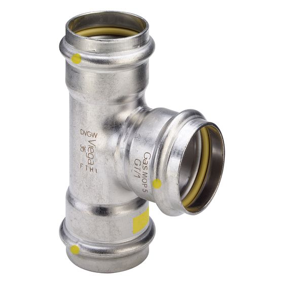 Viega Sanpress Inox G T-Stück mit SC-Contur 0218 für Gas, d. 35x28x35mm, Stahl nichtrostend