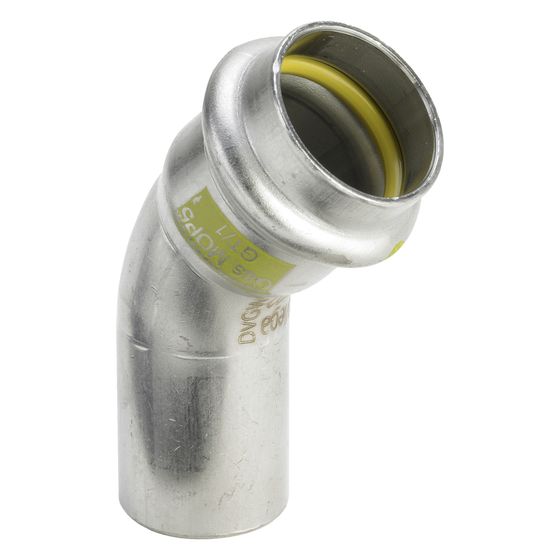 Viega Sanpress Inox G Bogen I/A 45 Grad mit SC-Contur 0226.1 für Gas, d. 42mm, Stahl nichtrostend
