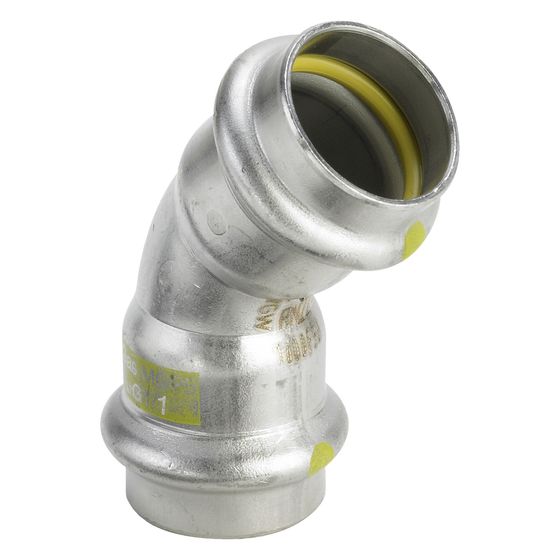Viega Sanpress Inox G Bogen 45 Grad mit SC-Contur 0226 für Gas, d. 15mm, Stahl nichtrostend