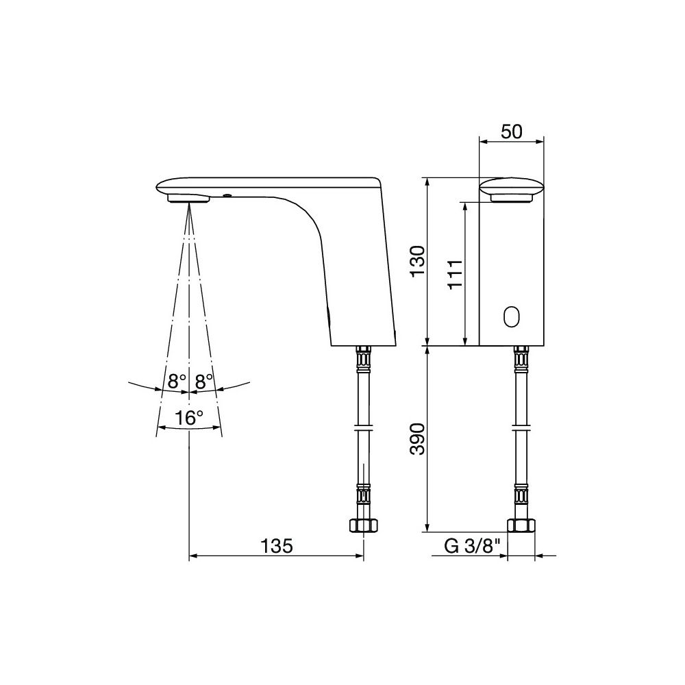 Viega AquaVip Waschtischarmatur elektronisch 9121.5, kalt, 135x50x130mm, Zink-Druckguss/K... VIEGA-828295 4015211828295 (Abb. 2)