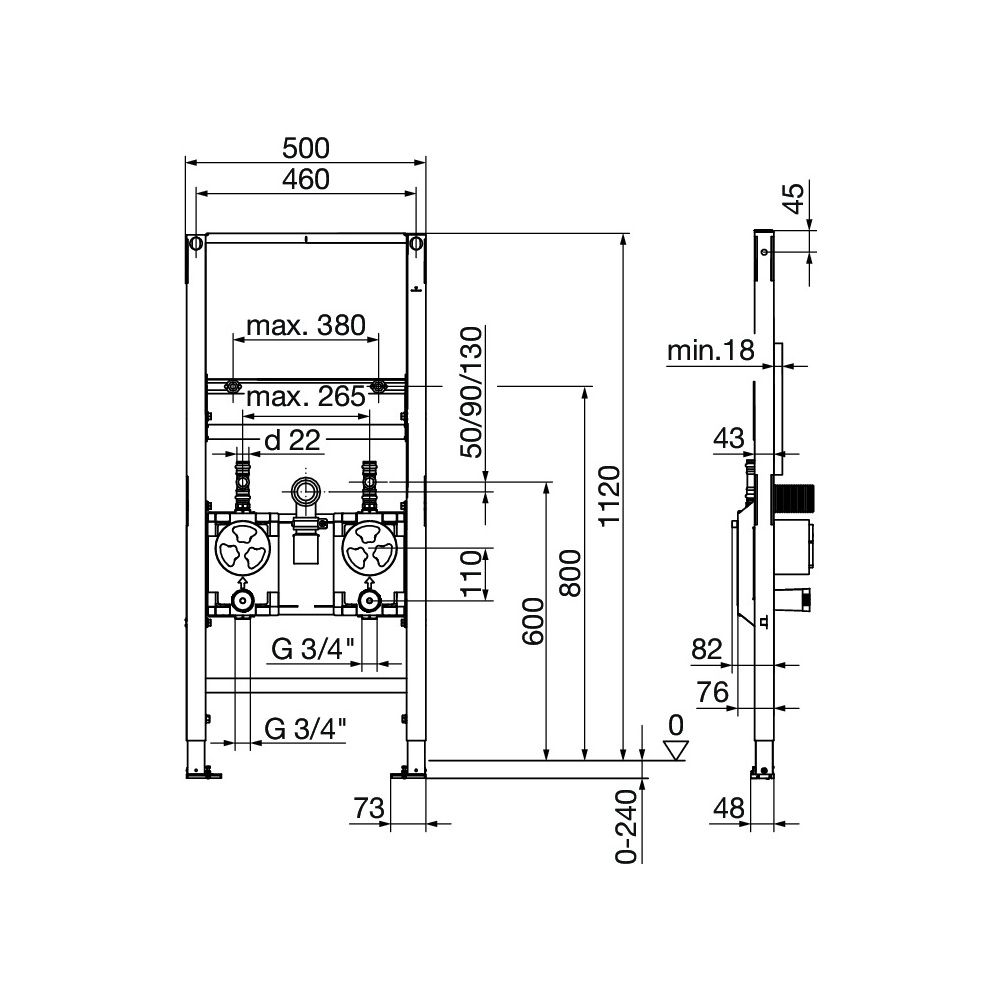 Viega Prevista Dry Waschtisch-Element 8537.32 Unterputz-Wasserzähler EAS Typ ISTA, 1120mm... VIEGA-836665 4015211836665 (Abb. 2)