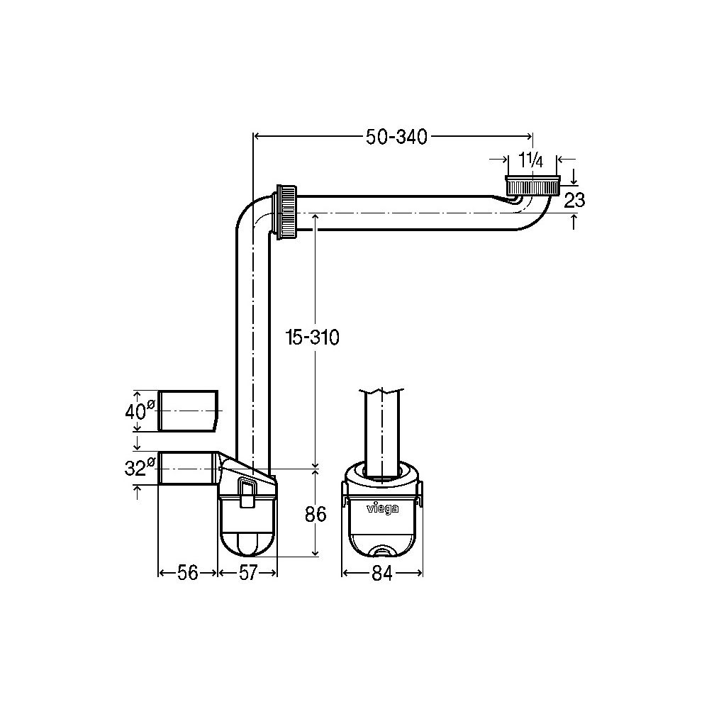 Viega Geruchverschluss 5634.15, G 1 1/4" x DN 32/40, Kunststoff, Weiß... VIEGA-804688 4015211804688 (Abb. 3)