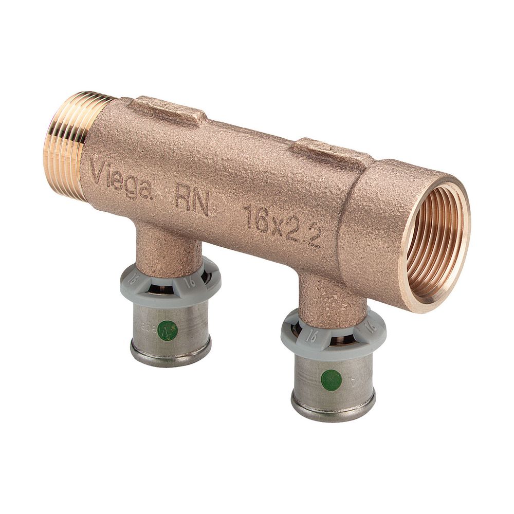 Viega Verteiler mit SC Sanfix P 2126.06 in 16mm x G3/4 - 2fach Rotguss... VIEGA-309237 4015211309237 (Abb. 1)