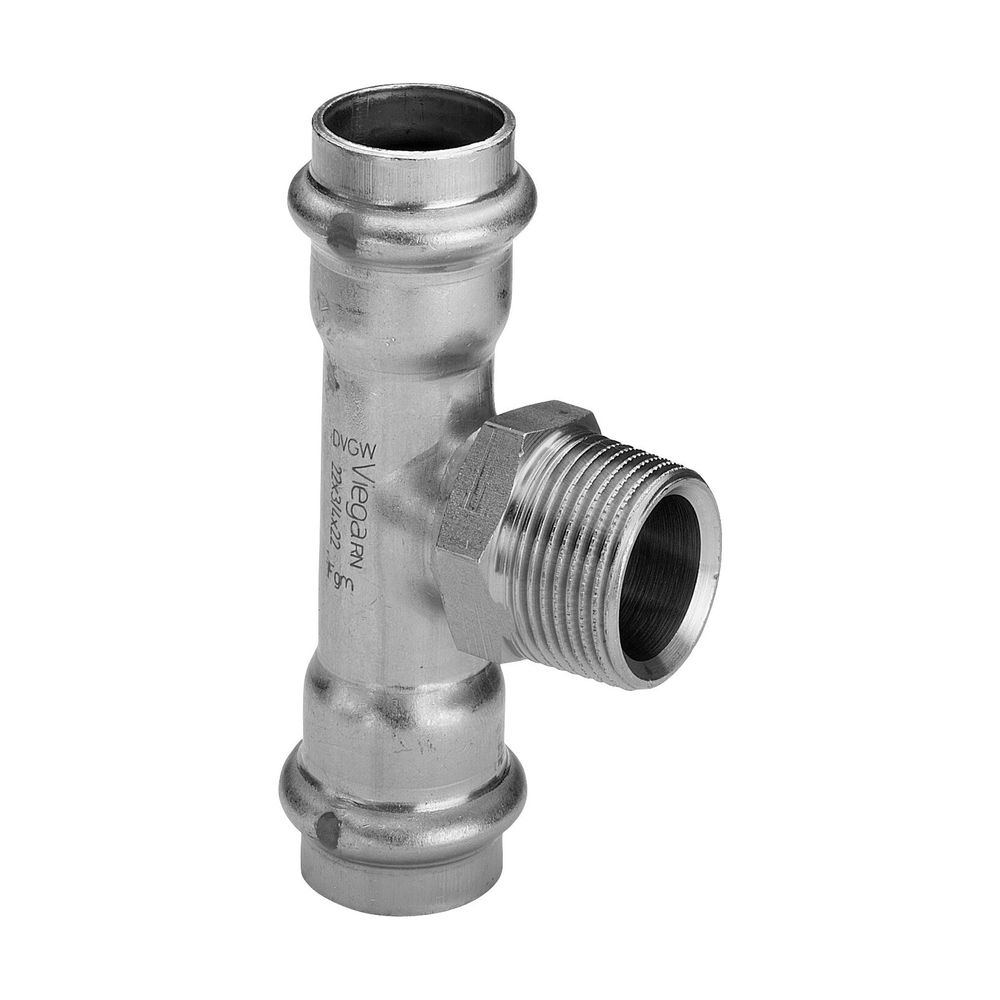 Viega Sanpress Inox T-Stück mit SC-Contur 2317.1, d. 22mm x R 3/4" x d. 22mm, Stahl nicht... VIEGA-445980 4015211445980 (Abb. 3)