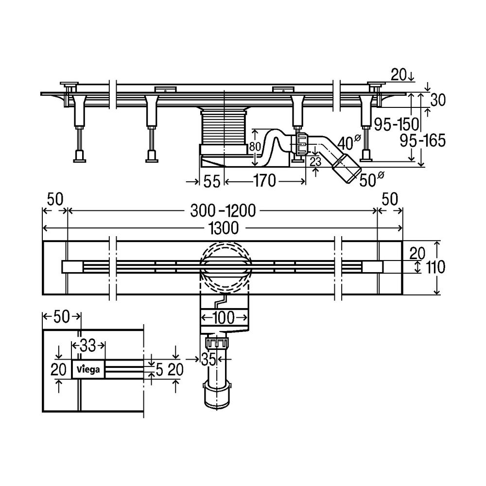 Viega Duschrinnen-Grundkörper Advantix Vario 4965.10 in 300-1200mm Kunststoff... VIEGA-686277 4015211686277 (Abb. 3)