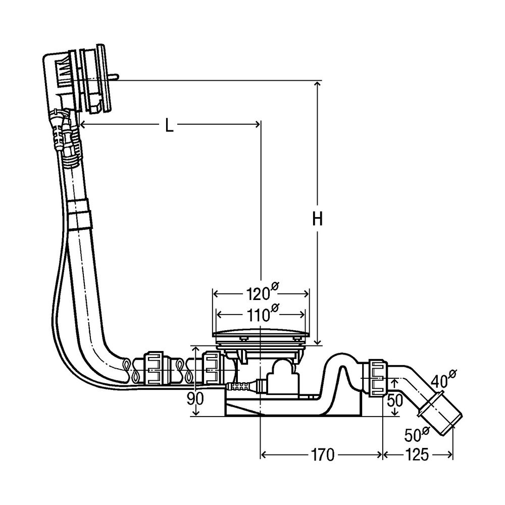 Viega Ab-und Überlauf Rotaplex Trio 6141.71 in 1070mmxDN40/50 verchromt... VIEGA-727673 4015211727673 (Abb. 3)