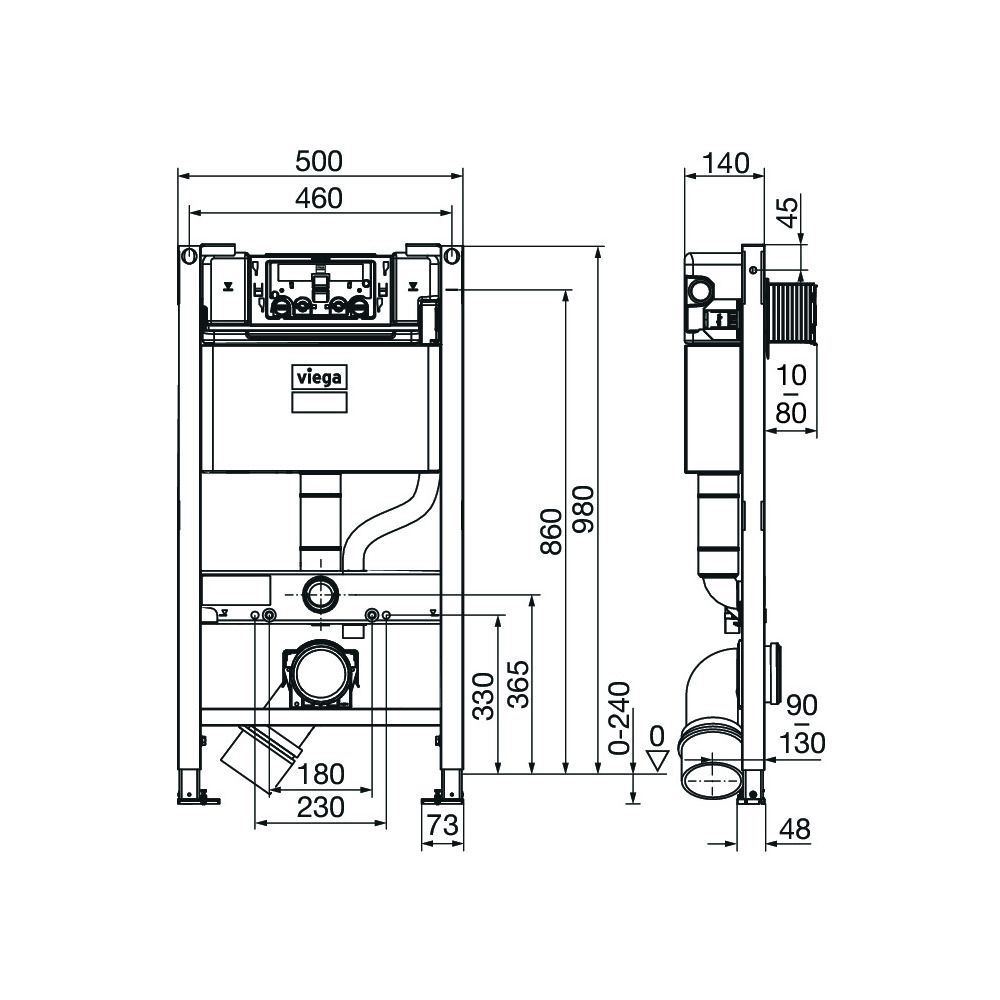 Viega Prevista Dry WC-Element 8530.1 mit Dusch-WC-Anschluss, 980mm... VIEGA-824174 4015211824174 (Abb. 3)