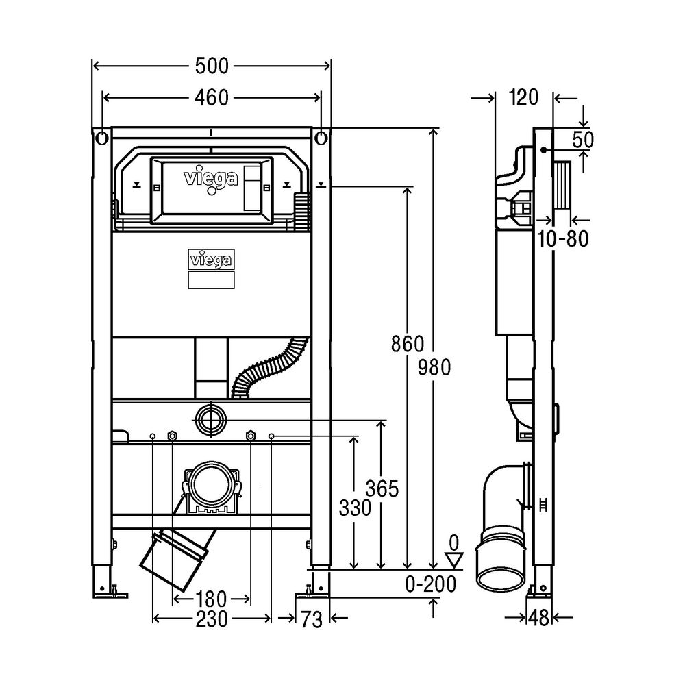 Viega WC Element Prevista Dry 8530 mit Dusch WC Anschluss 980 mm... VIEGA-772000 4015211772000 (Abb. 3)