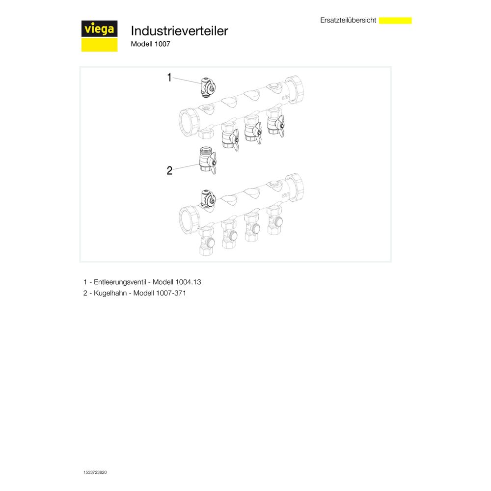 Viega Industrieverteiler 1007, 13-fach, Rp: 3/4", Länge 1114mm, Edelstahl... VIEGA-621995 4015211621995 (Abb. 4)