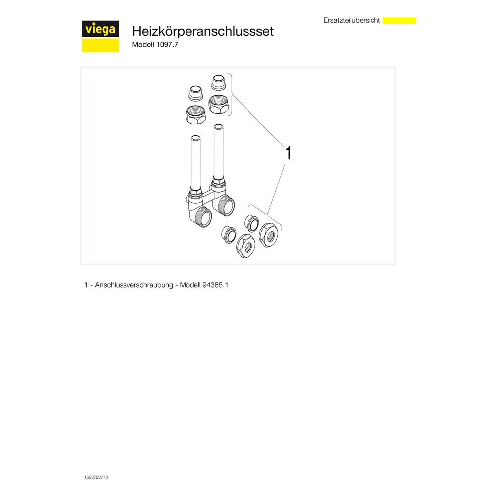 Viega Heizkörperanschlussstück 1097.7 absperrbar, winklig, d. 15mm x G 3/4", Messing vern... VIEGA-364052 4015211364052 (Abb. 5)