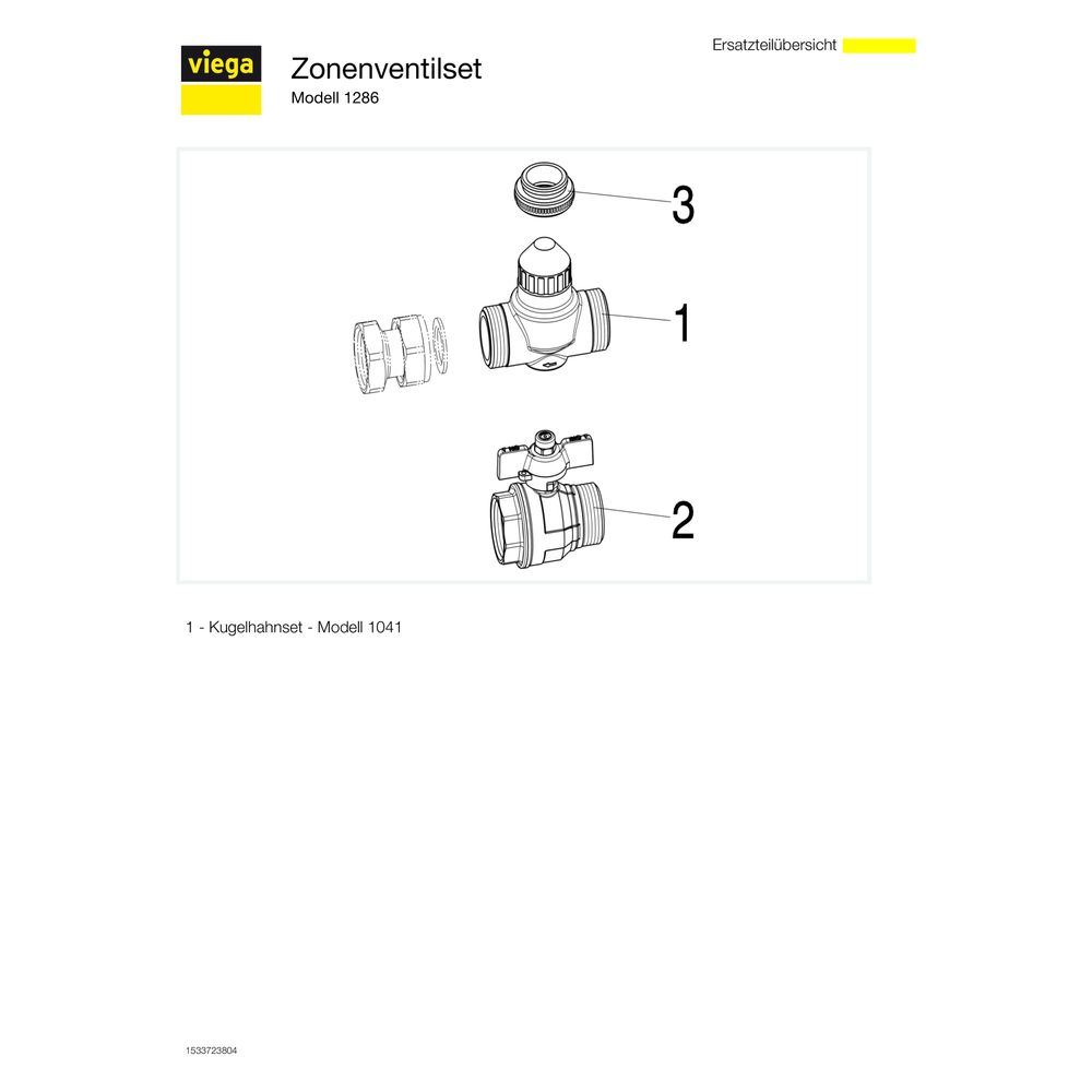 Viega Zonenventilset Durchgang 1286 für Regelung Heizkreisverteiler 1004 und 1006, DN 25... VIEGA-610005 4015211610005 (Abb. 3)