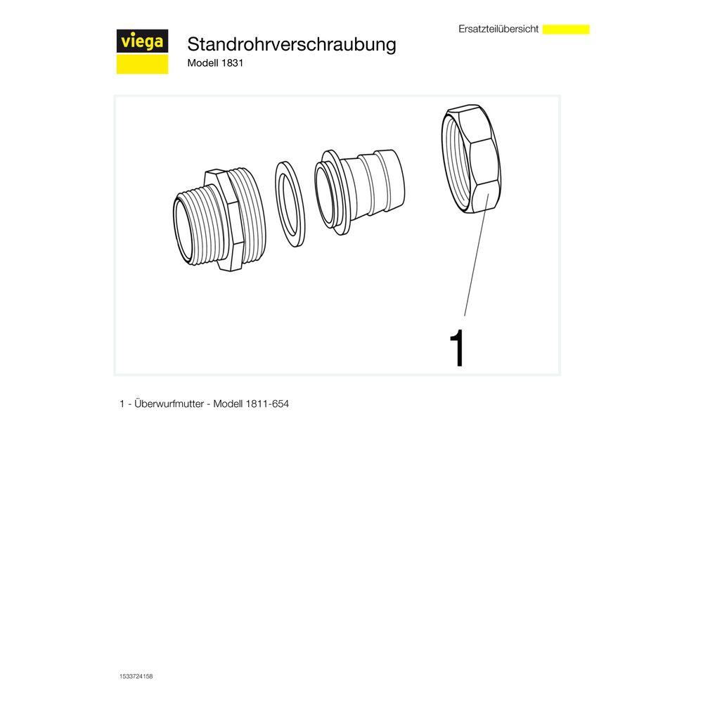 Viega Standrohrverschraubung 1831, flachdichtend, R 1/2" für ID-Schlauch Rp 1/2", Mutterg... VIEGA-105648 4015211105648 (Abb. 4)
