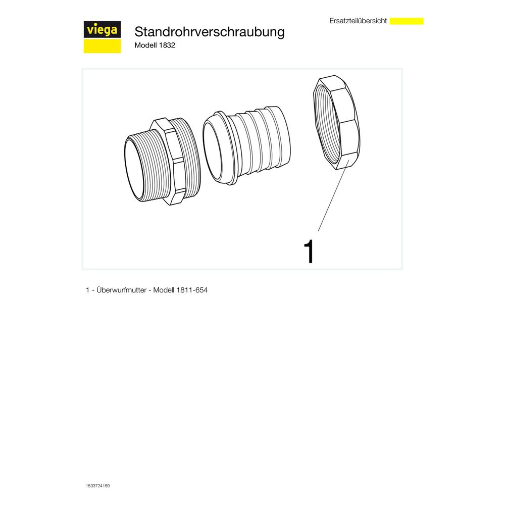 Viega Standrohrverschraubung 1832, konischdichtend, R 2" für ID-Schlauch Rp 2", Muttergew... VIEGA-131432 4015211131432 (Abb. 3)