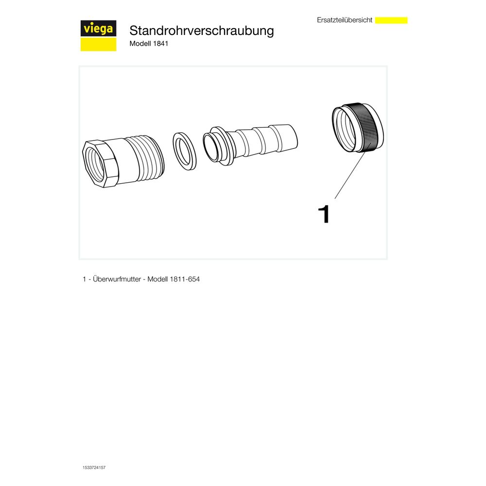 Viega Standrohrverschraubung 1841 in 3/8 Zoll x Rp1/2 Messing... VIEGA-145026 4015211145026 (Abb. 4)
