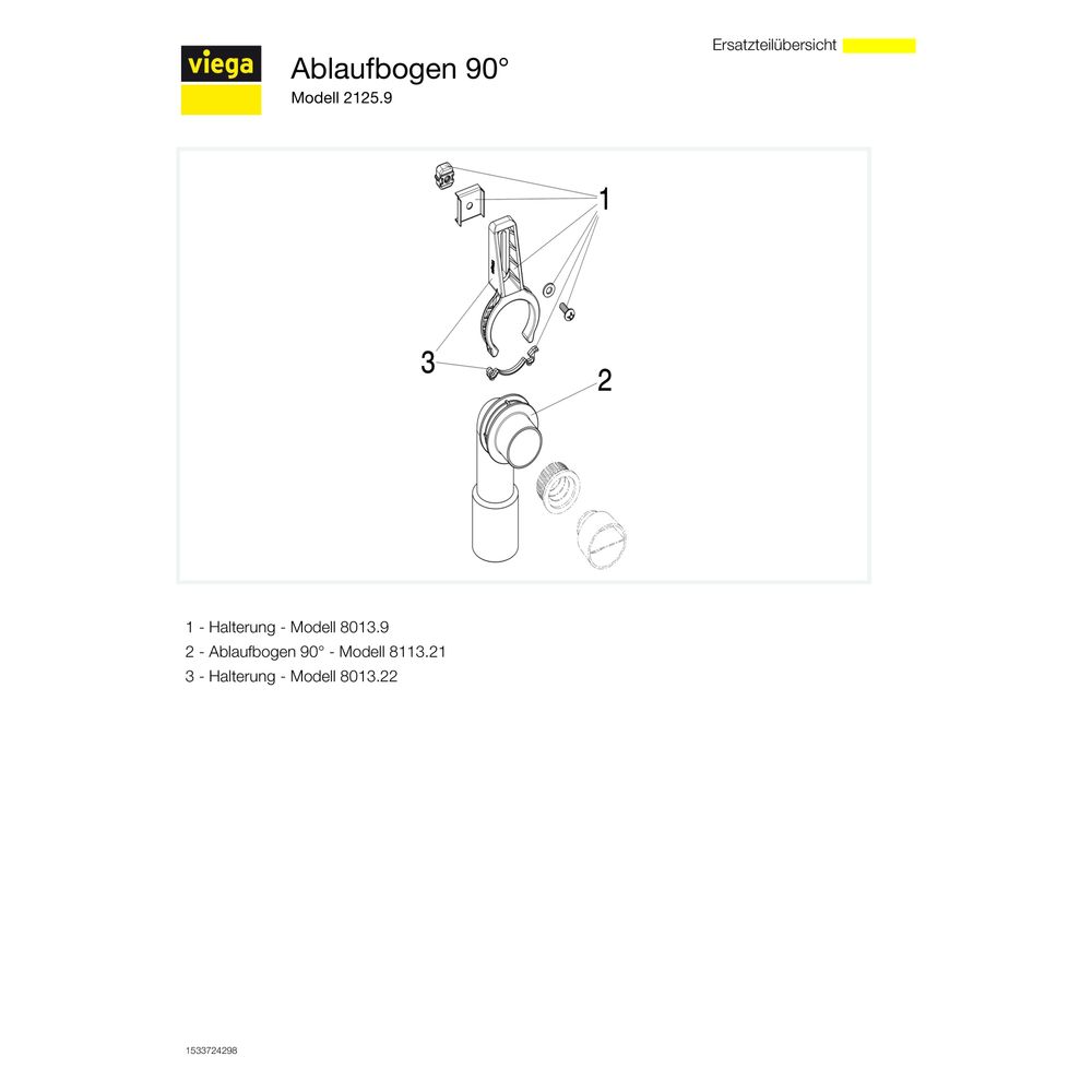Viega Ablaufbogen 90 Grad 2125.9, DN 40/50, Kunststoff, Weiß... VIEGA-329730 4015211329730 (Abb. 4)