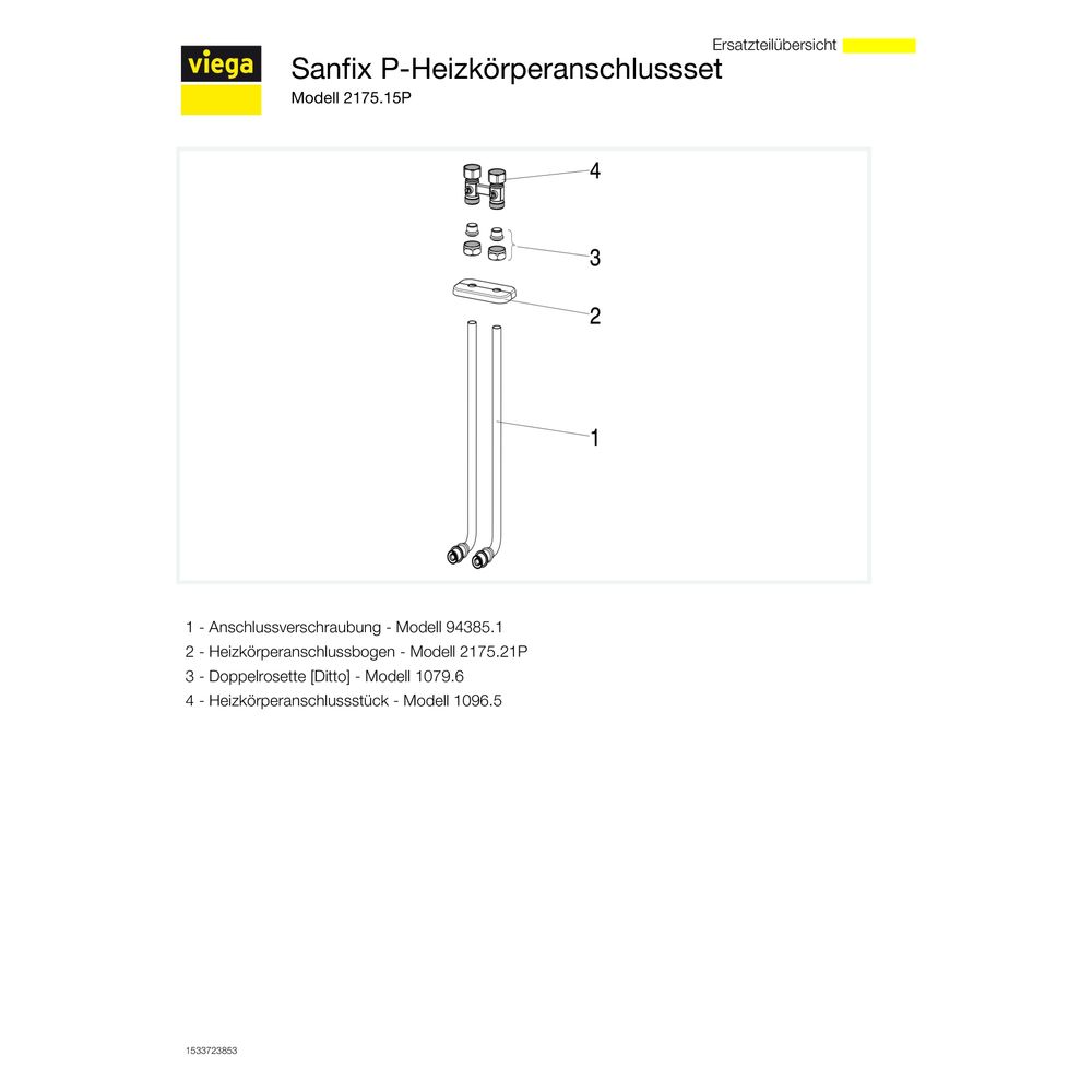 Viega Sanfix P Anschlussset mit SC-Contur 2175.15P, G 3/4" x 350x16mm, Messing matt-verni... VIEGA-440374 4015211440374 (Abb. 4)
