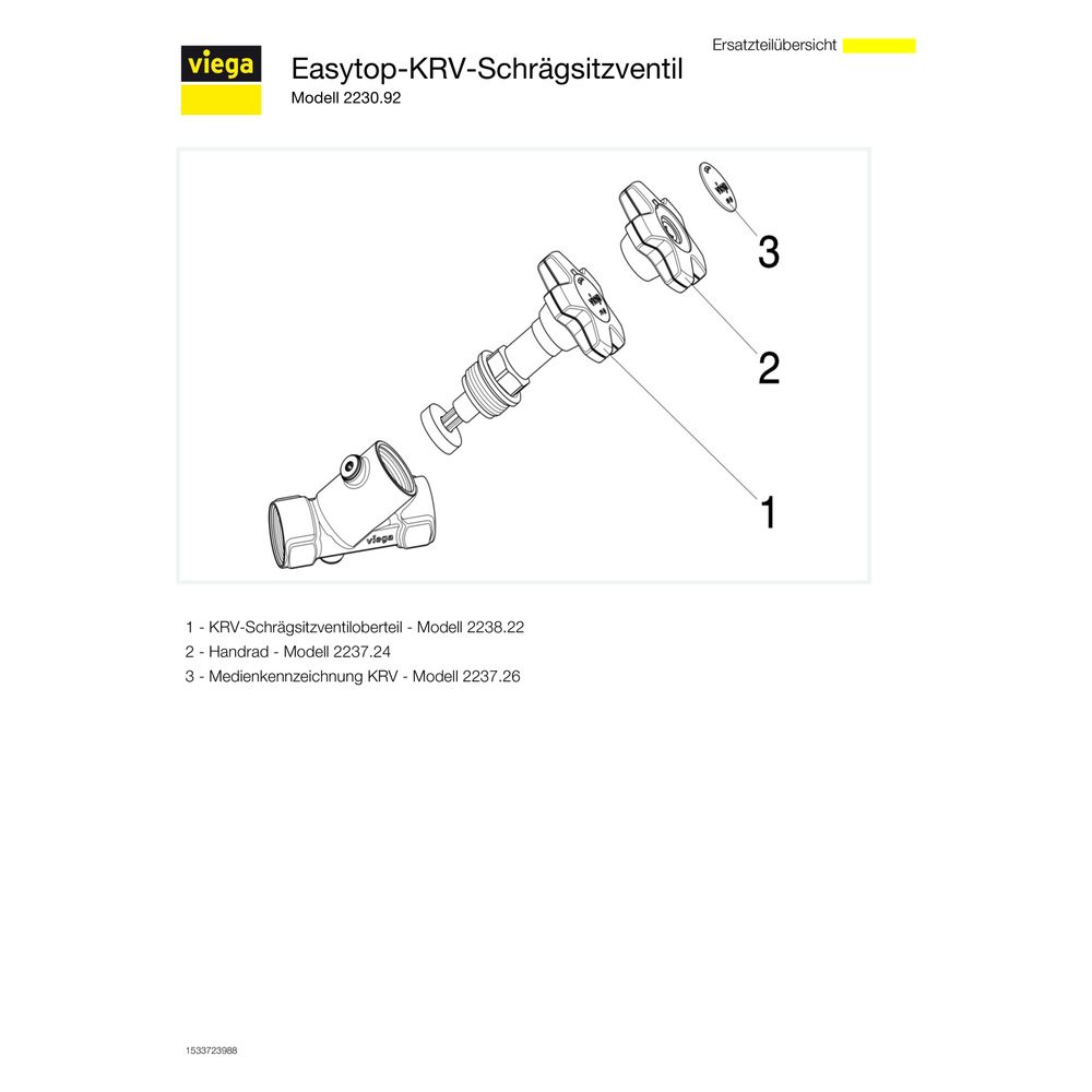Viega Easytop KRV-Schrägsitzventil 2230.92, DN 32, Siliziumbronze... VIEGA-756789 4015211756789 (Abb. 4)