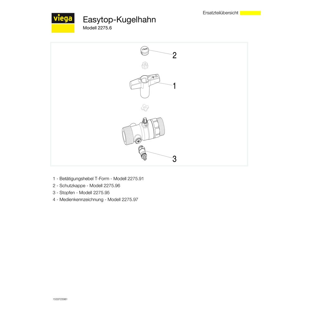 Viega Easytop XL Kugelhahn 2275.6, G 1", Siliziumbronze... VIEGA-747015 4015211747015 (Abb. 4)