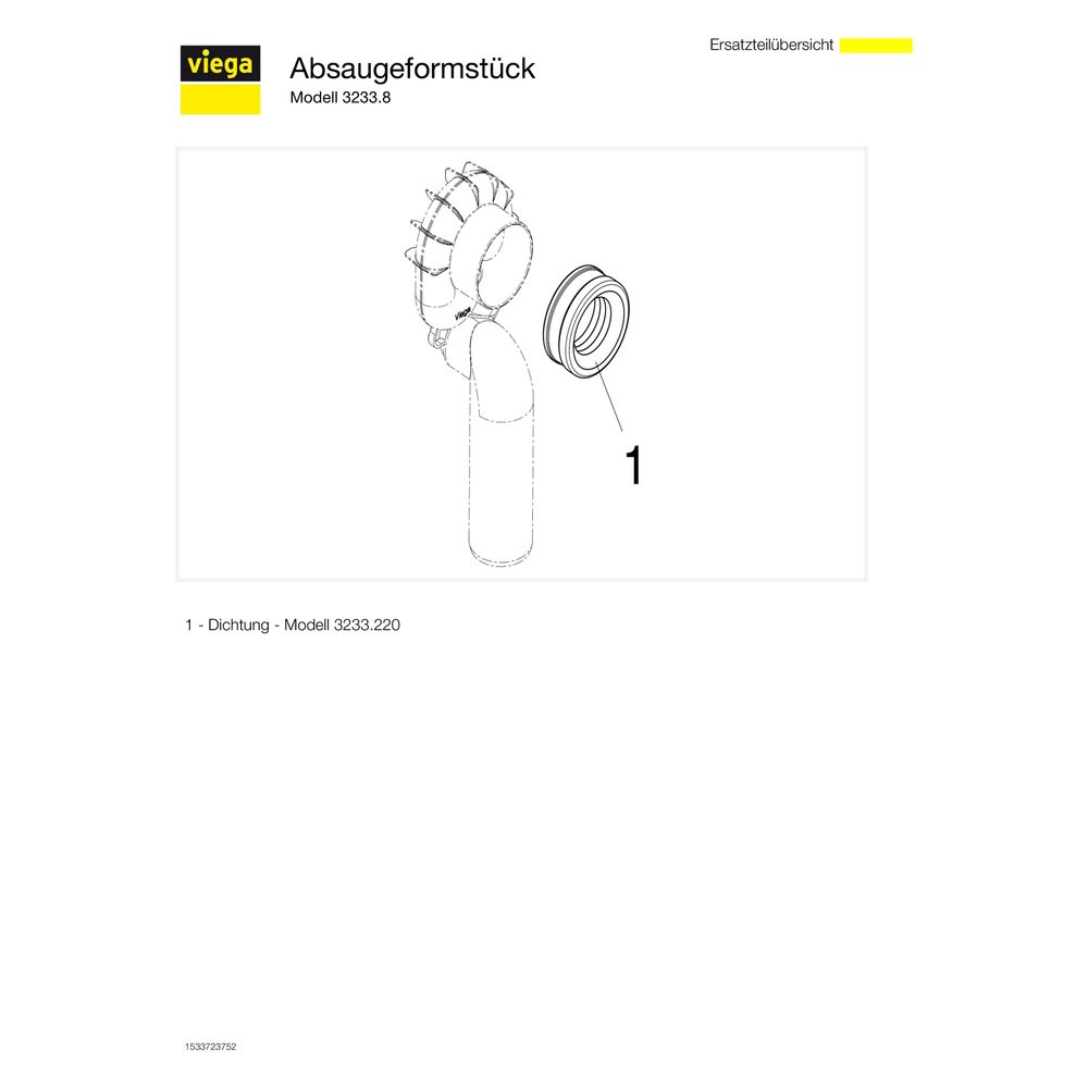 Viega Absaugeformstück 3233.8 für Urinal-​Becken, Ablauf senkrecht, Spülmenge 1-4l, d. 50... VIEGA-492458 4015211492458 (Abb. 5)