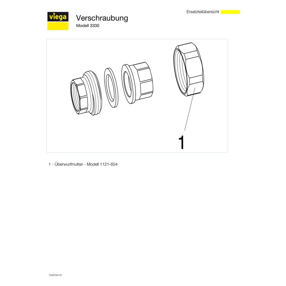 Viega Rohrverschraubung 3330 flachdichtend, Rp 1", Rotguss... VIEGA-271046 4015211271046 (Abb. 4)
