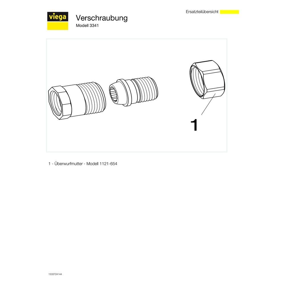 Viega Rohrverschraubung 3341 konischdichtend, R 3/4" x Rp 3/4", Rotguss... VIEGA-447014 4015211447014 (Abb. 4)