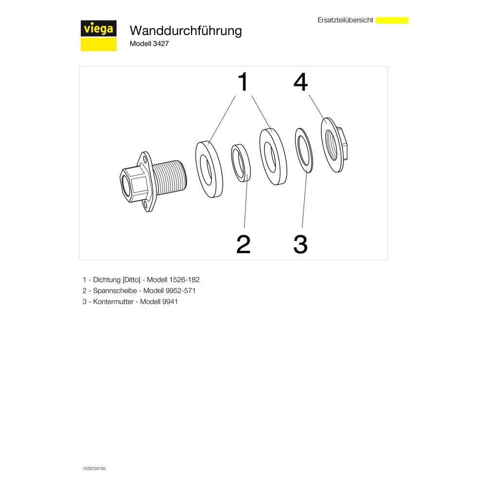 Viega Wanddurchführung 3427, Rp 1/2" x 30mm x Rp 1/2" x G 3/4", Rotguss... VIEGA-333942 4015211333942 (Abb. 3)