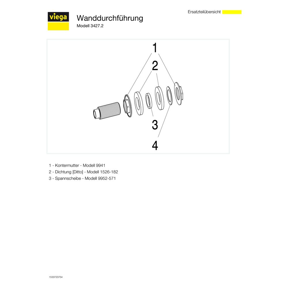 Viega Wanddurchführung 3427.2, d. 15x55mm x Rp 1/2" x G 3/4", Rotguss... VIEGA-448745 4015211448745 (Abb. 3)