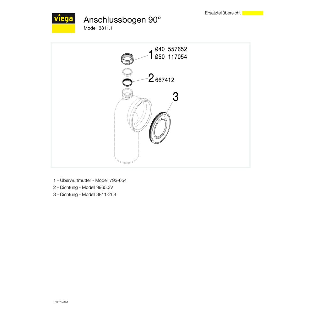 Viega WC-Anschlussbogen 90 Grad 3811.1, DN 100, d. 40mm, Kunststoff, Weiß... VIEGA-110291 4015211110291 (Abb. 4)