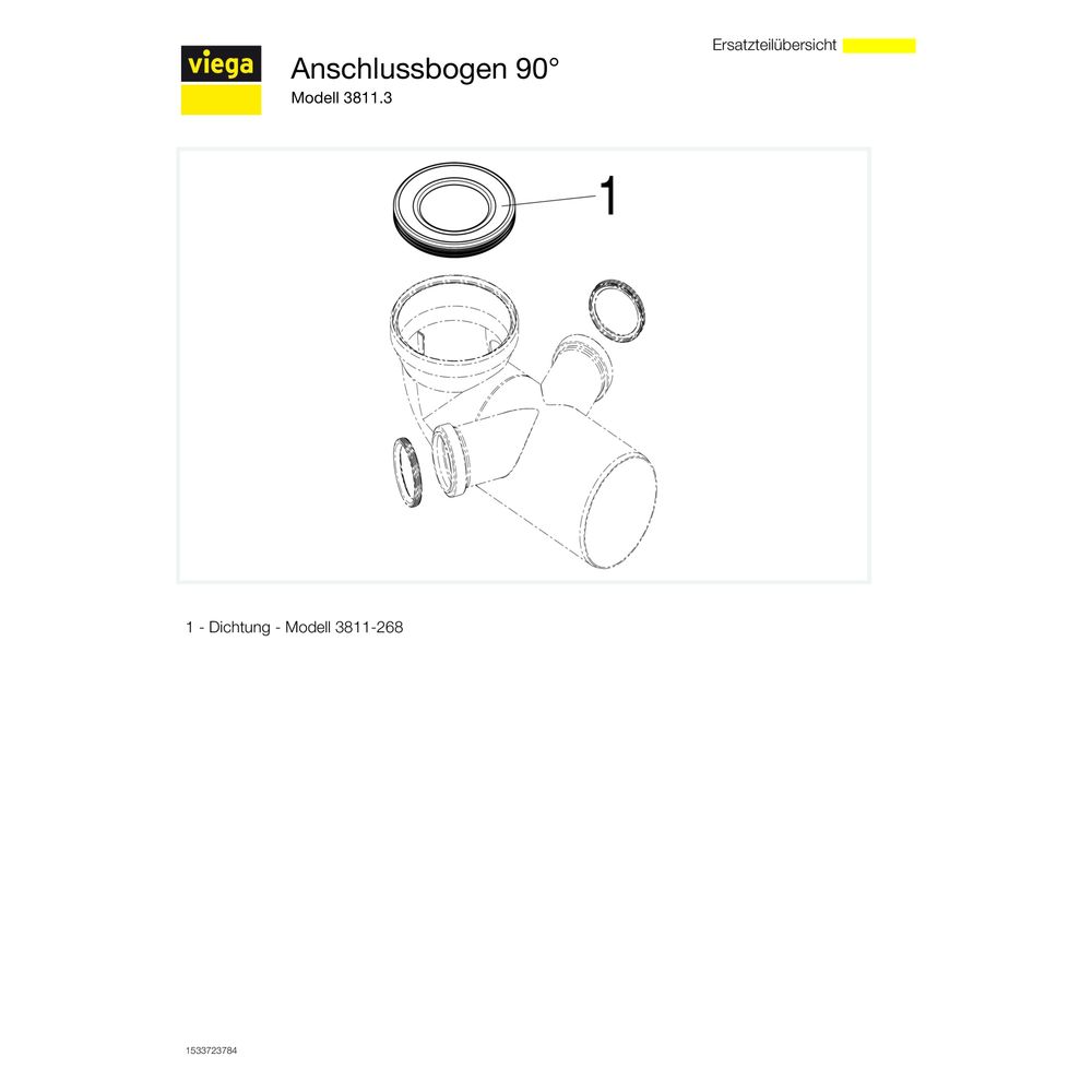 Viega WC-Anschlussbogen 90 Grad 3811.3, DN 100, 2x d. 50mm, Kunststoff, Weiß... VIEGA-191801 4015211191801 (Abb. 4)