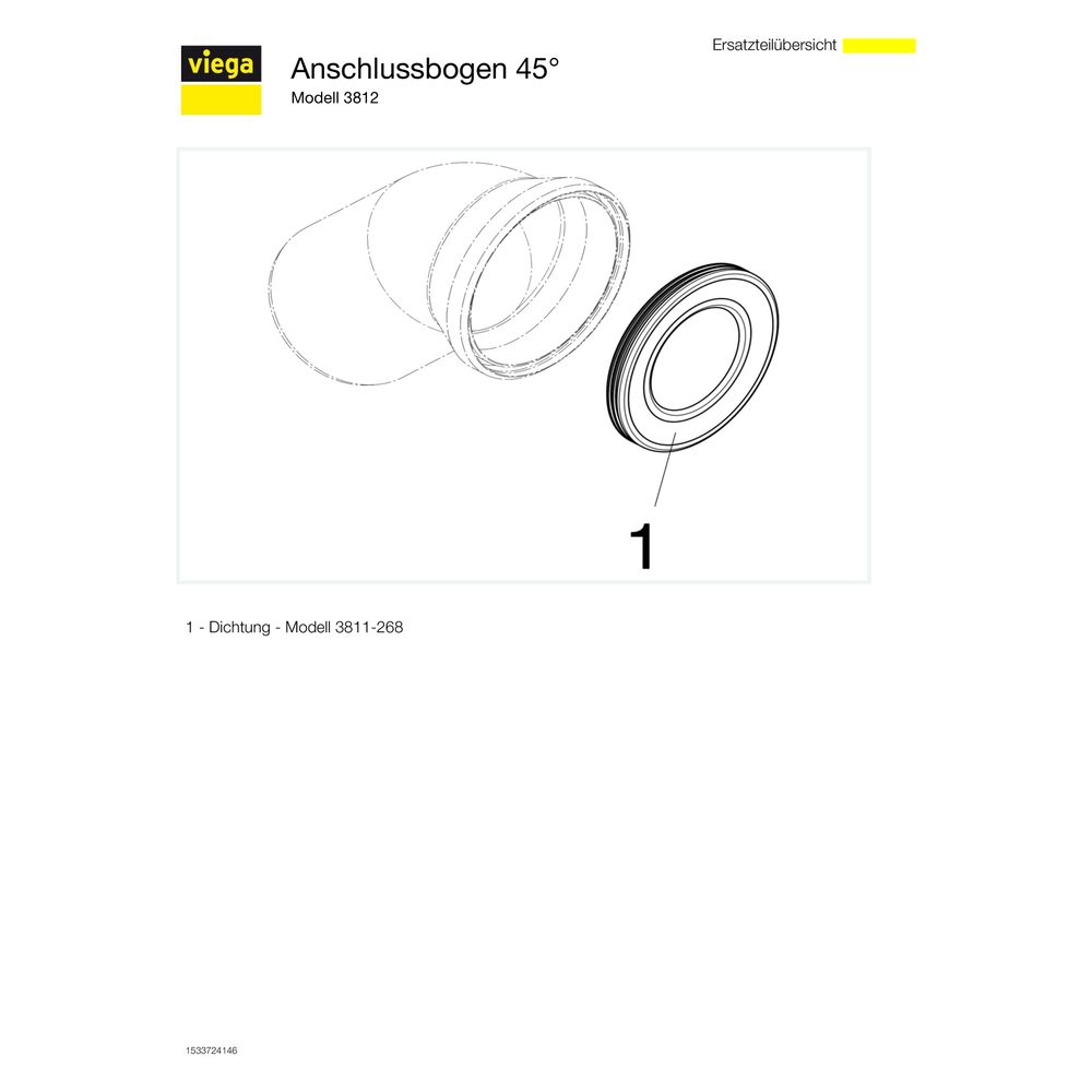 Viega WC-Anschlussbogen 45 Grad 3812, DN 100, Kunststoff, Weiß... VIEGA-101718 4015211101718 (Abb. 5)