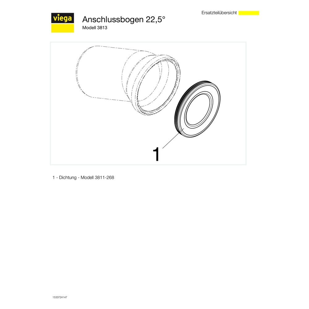 Viega WC-Anschlussbogen 22,5 Grad, 3813, DN 100 x 150mm Kunststoff, Weiß... VIEGA-101855 4015211101855 (Abb. 4)