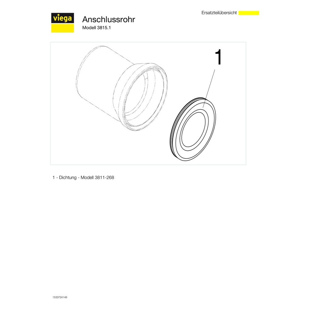 Viega WC-Anschlussstutzen 3815.1, DN 100, Länge 155mm, Kunststoff, Weiß... VIEGA-103231 4015211103231 (Abb. 5)