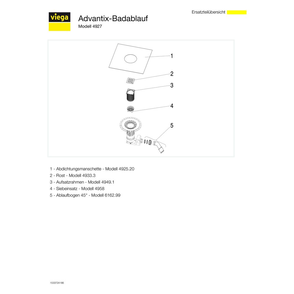 Viega Ablaufgarnitur 4927, DN 40x50, Kunststoff, Grau... VIEGA-557058 4015211557058 (Abb. 5)