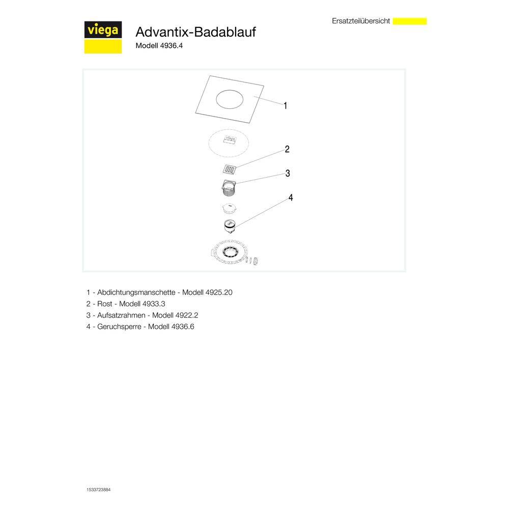 Viega Advantix Badablauf 4936.4, DN 50, Aufsatz mit Kunststoff-Rahmen, Kunststoff, Grau... VIEGA-583231 4015211583231 (Abb. 5)