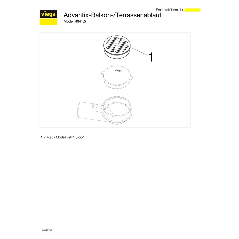 Viega Advantix Balkon-/Terrassenablauf 4941.5, DN 70, Kunststoff, Grau... VIEGA-144319 4015211144319 (Abb. 4)