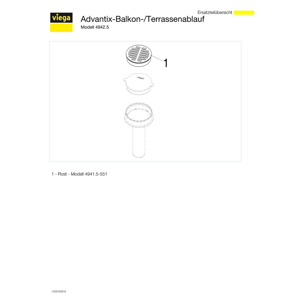 Viega Advantix Balkon-/Terrassenablauf 4942.5, DN 70, Kunststoff, Grau... VIEGA-139490 4015211139490 (Abb. 4)