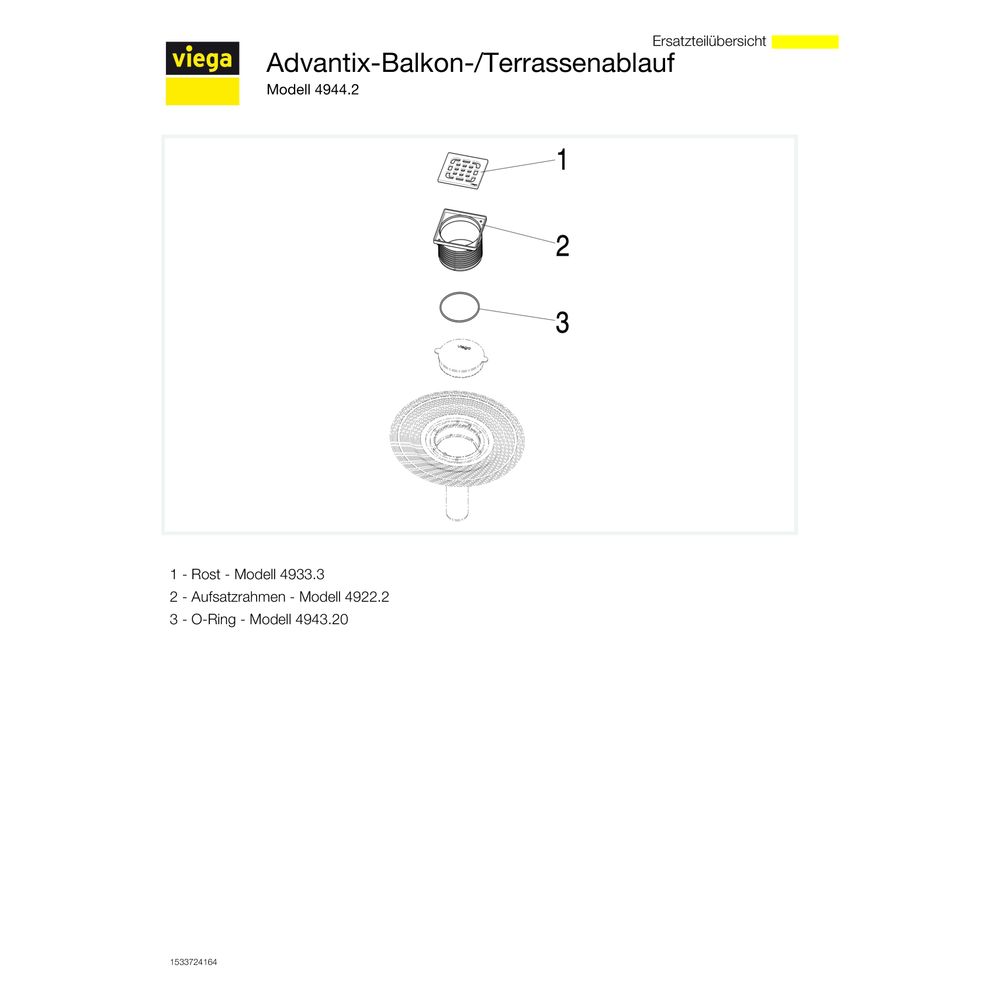 Viega Advantix Balkon-/Terrassenablauf 4944.2, DN 70, Kunststoff, Grau... VIEGA-557102 4015211557102 (Abb. 5)