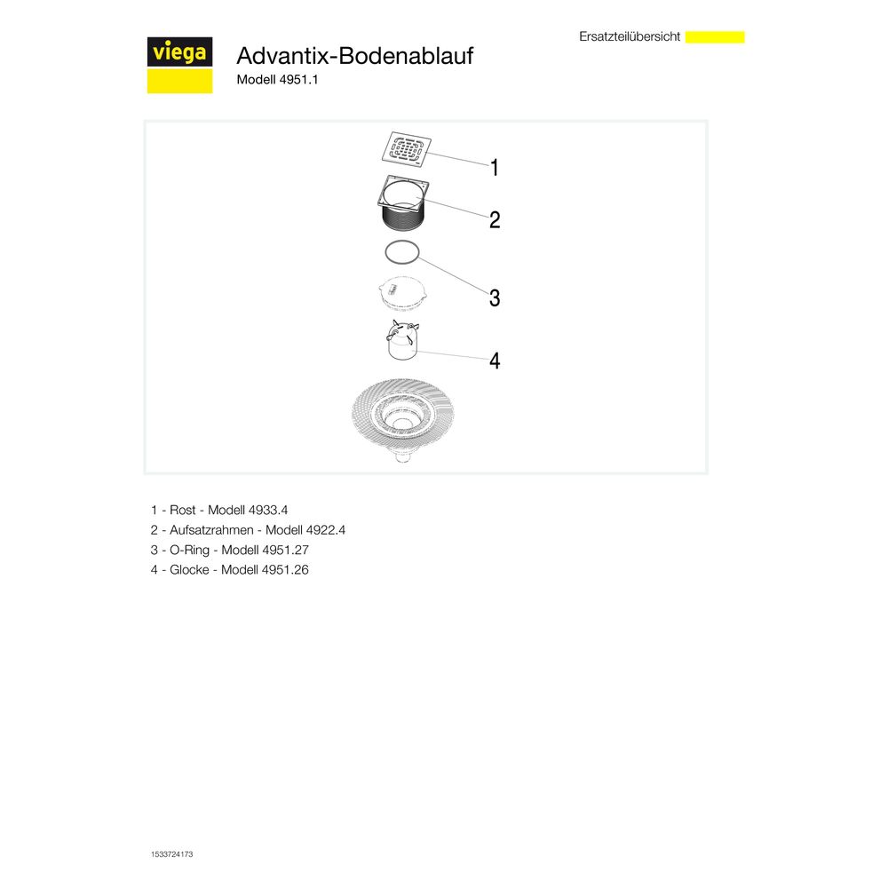 Viega Bodenablauf 4951.1, DN 70, Kunststoff, Grau... VIEGA-557195 4015211557195 (Abb. 4)