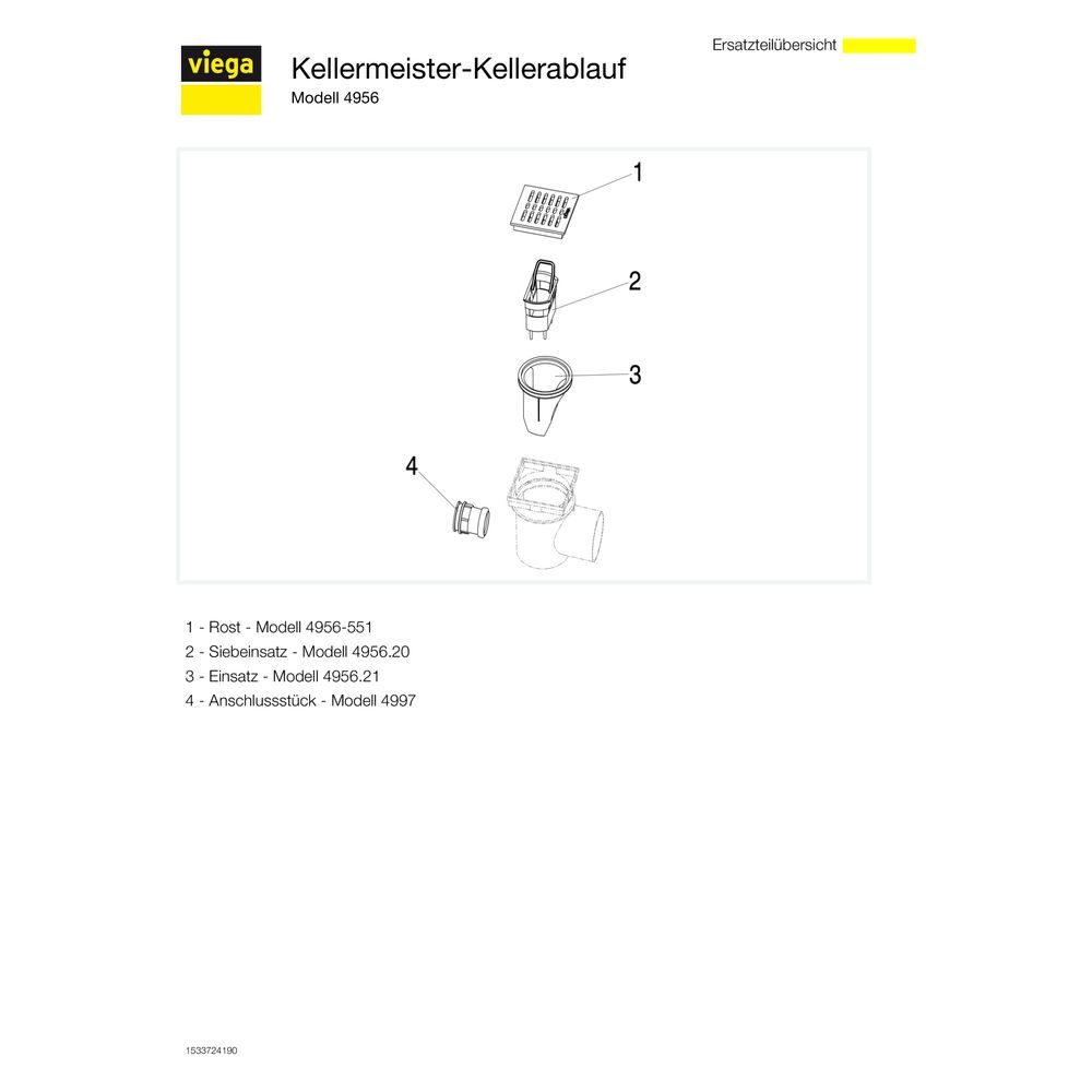 Viega Kellerablauf Kellermeister 4956, d. 100mm, Kunststoff, Schwarz... VIEGA-106003 4015211106003 (Abb. 4)