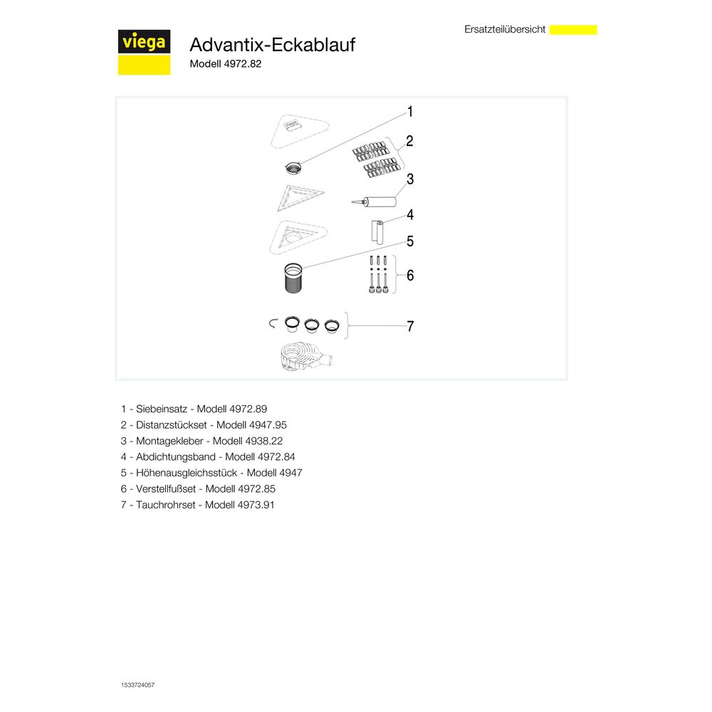 Viega Avantix Eckablauf 4972.82, DN 50, ohne Wandblech, Edelstahl... VIEGA-627010 4015211627010 (Abb. 4)