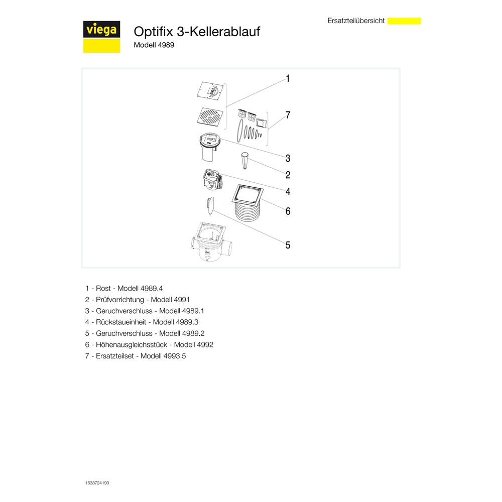 Viega Optifix 3 Kellerablauf 4989, 70x100mm, Kunststoff, Grau... VIEGA-462963 4015211462963 (Abb. 5)