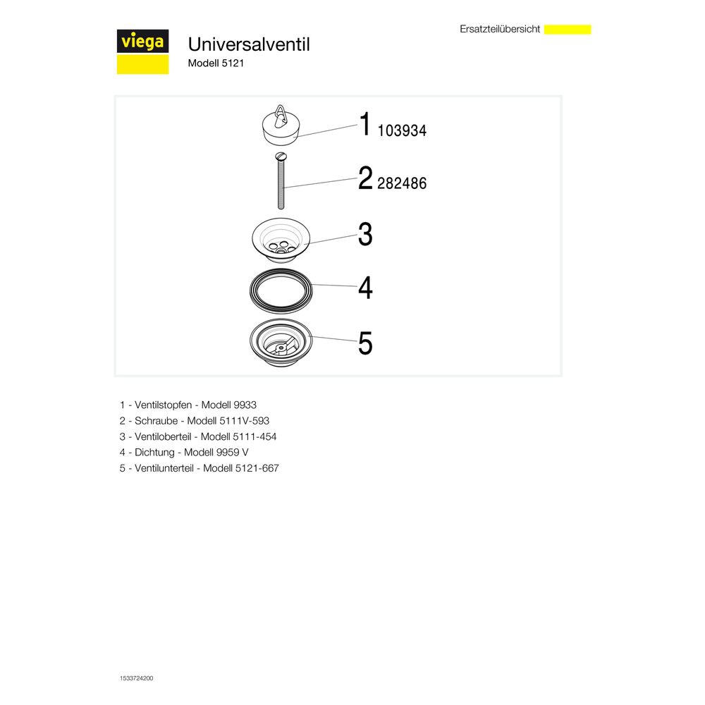 Viega Universalventil 5121, G 1 1/4" x 60mm, Messing, Velourchrom... VIEGA-310653 4015211310653 (Abb. 3)