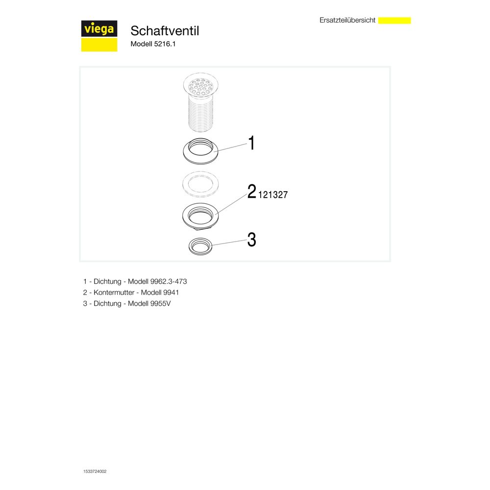 Viega Schaftventil 5216.1, G 1 1/4" x 60x70mm, Messing verchromt... VIEGA-112936 4015211112936 (Abb. 3)
