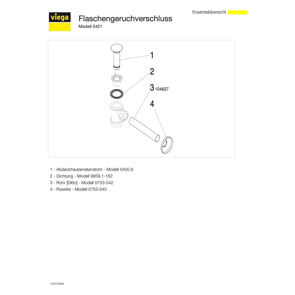 Viega Flaschengeruchverschluss 5421, G 1 1/4", Kunststoff verchromt... VIEGA-472528 4015211472528 (Abb. 5)