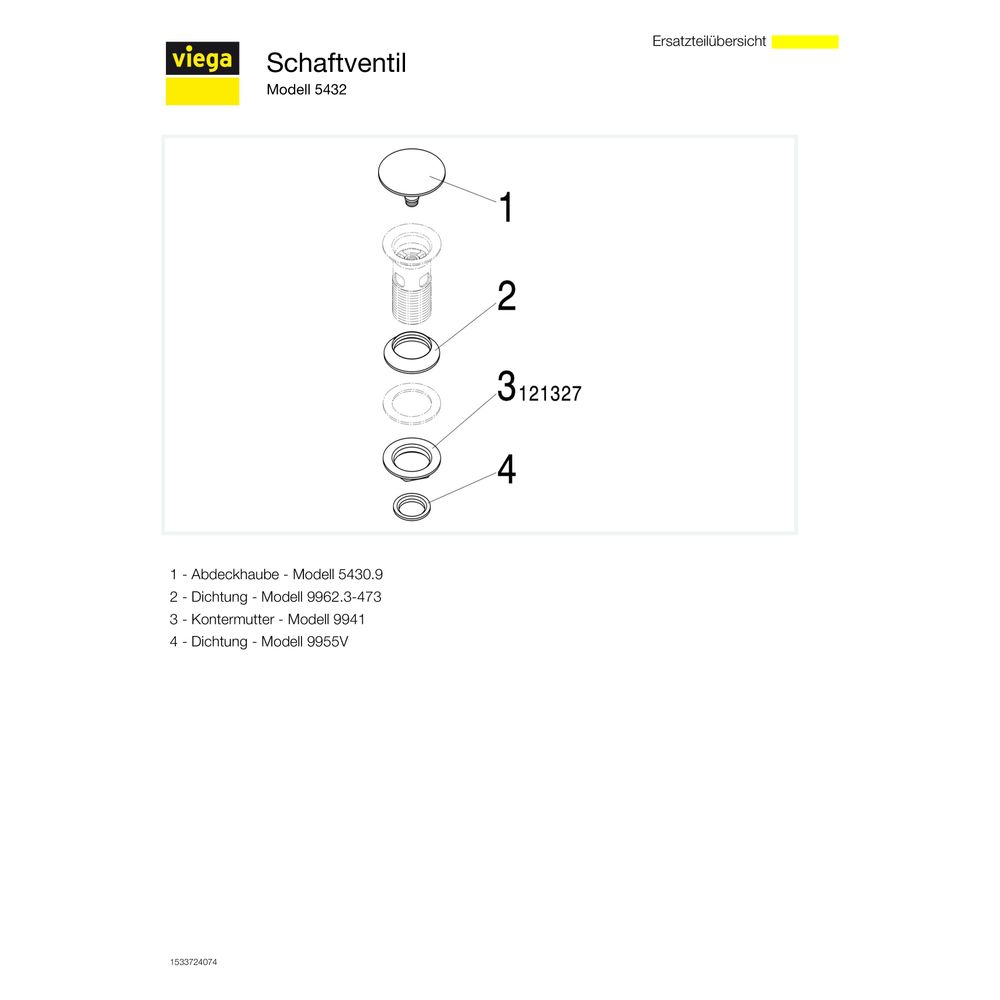 Viega Schaftventil 5432, G 1 1/4" x 63x75mm, Messing verchromt, nicht verschließbar... VIEGA-492595 4015211492595 (Abb. 4)